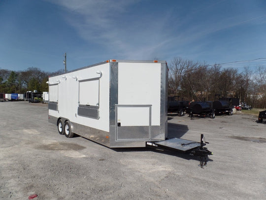 8.5' x 20' Concession Food Trailer White With Appliances