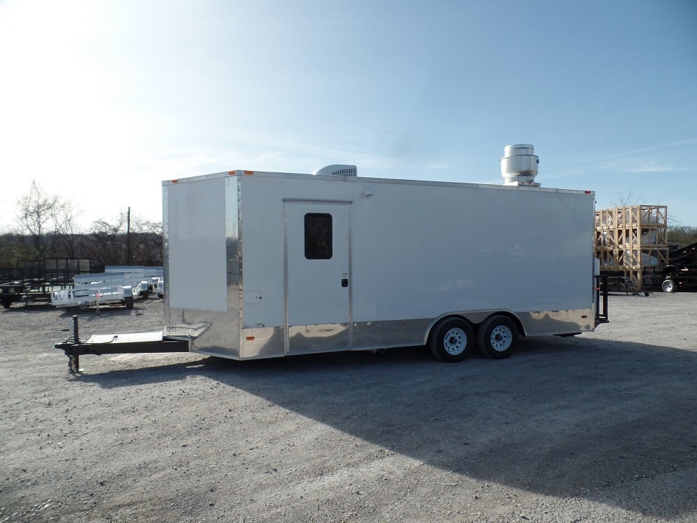 8.5' x 20' Concession Food Trailer White With Appliances