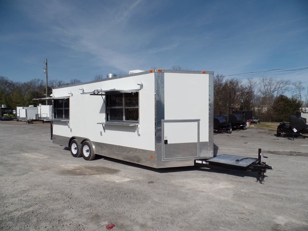 8.5' x 20' Concession Food Trailer White With Appliances