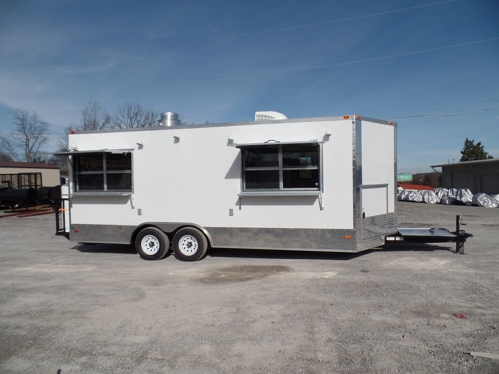 8.5' x 20' Concession Food Trailer White With Appliances