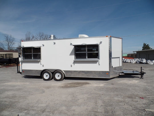 8.5' x 20' Concession Food Trailer White With Appliances