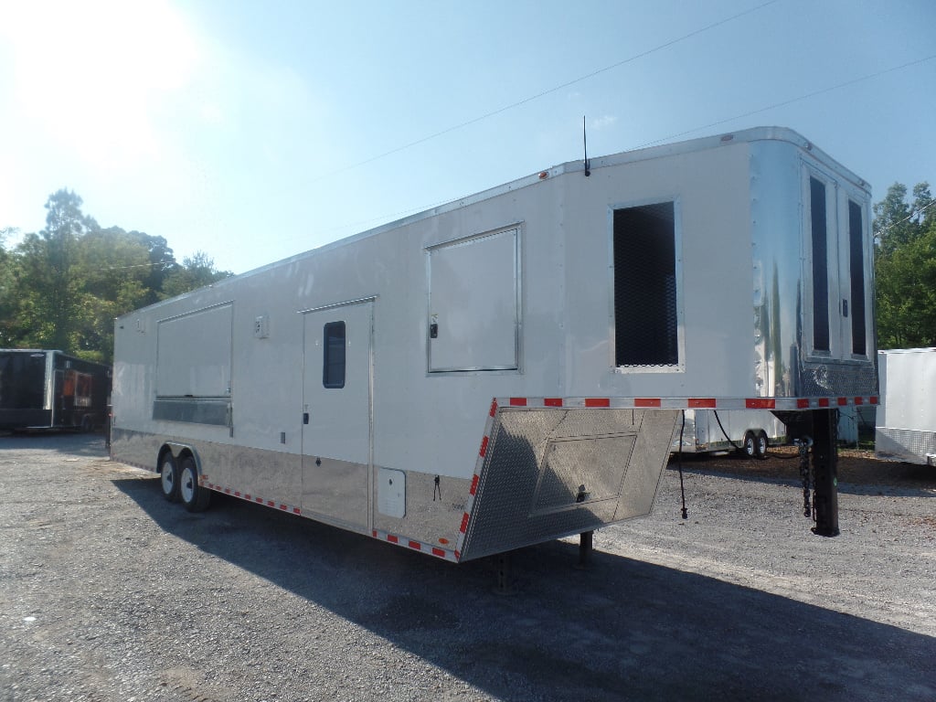 8.5' x 40' White Goose Neck Event Concession Food Trailer With Appliances