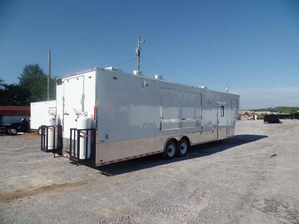 8.5' x 40' White Goose Neck Event Concession Food Trailer With Appliances