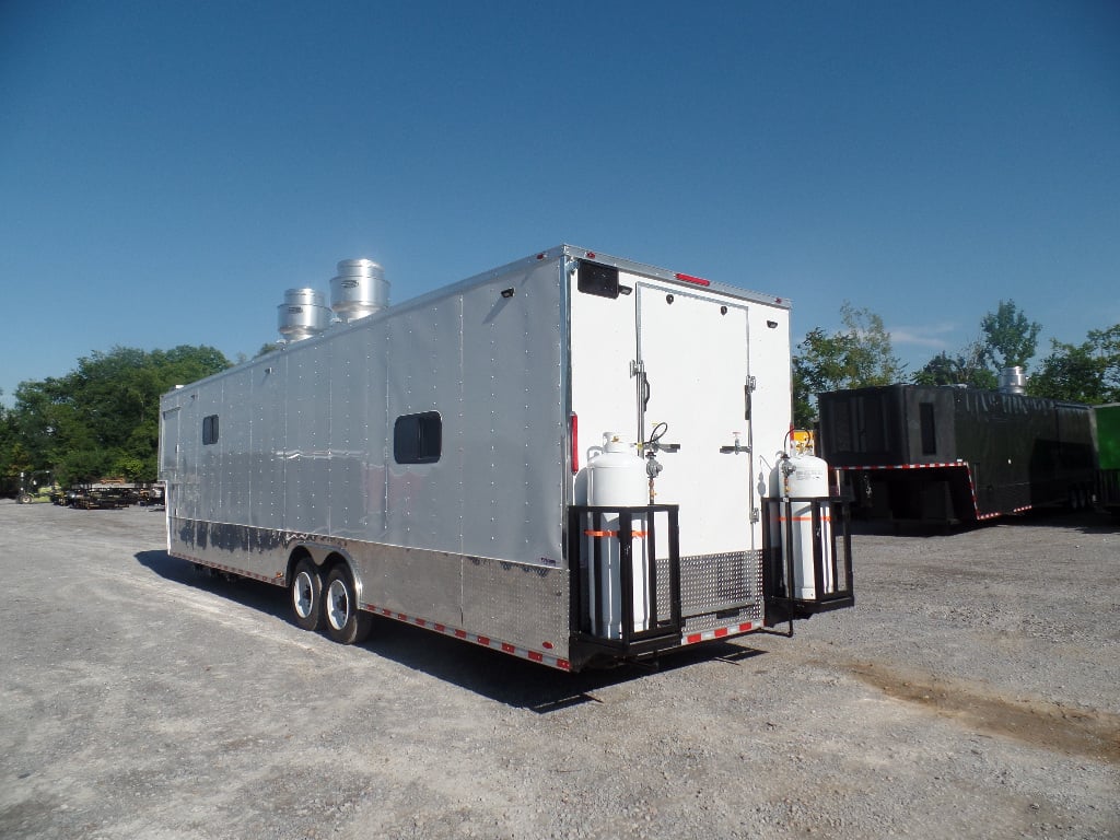 8.5' x 40' White Goose Neck Event Concession Food Trailer With Appliances