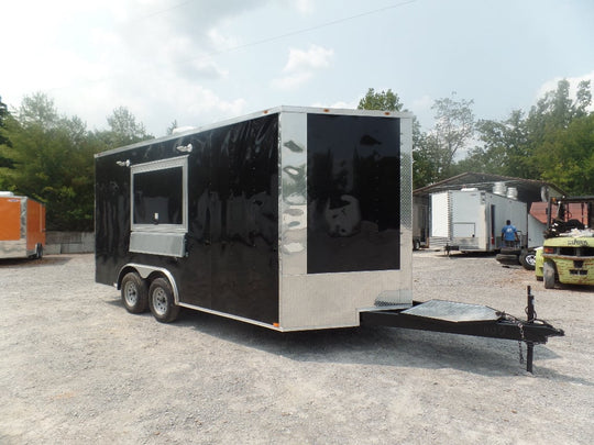 Black 8.5x16 Event Concession Catering Trailer 1