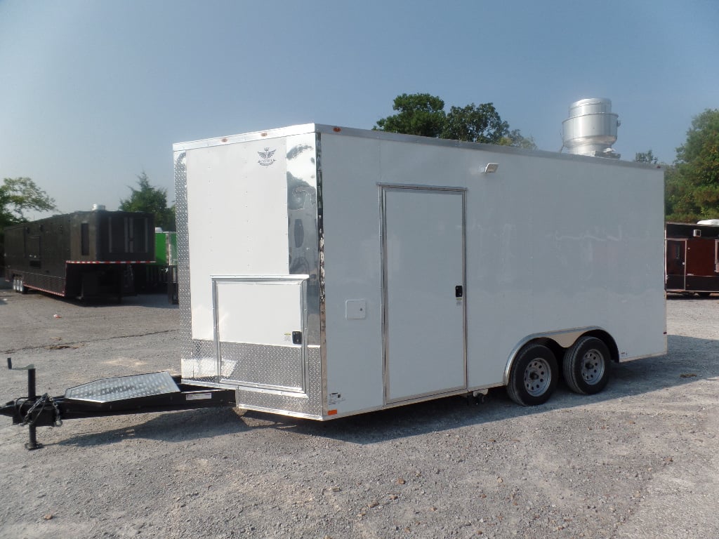 8.5' x 16' White Concession Food Trailer With Appliances