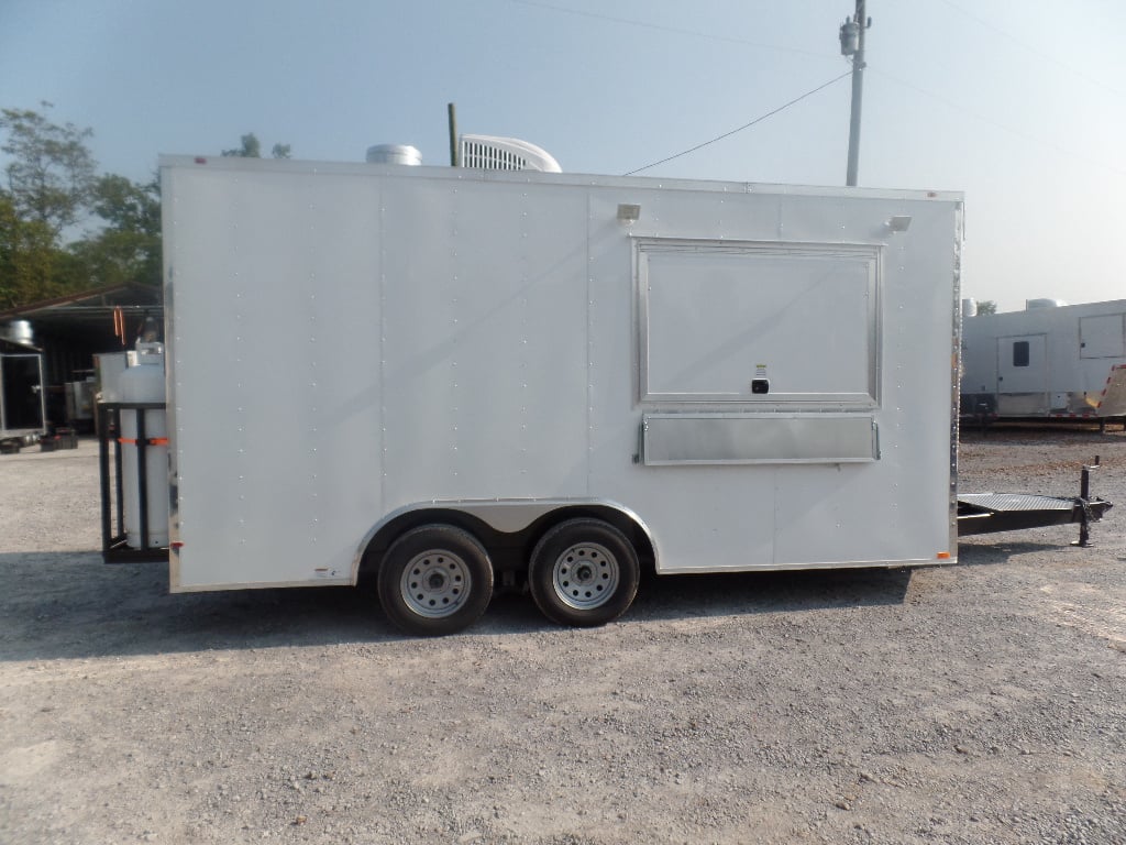 8.5' x 16' White Concession Food Trailer With Appliances