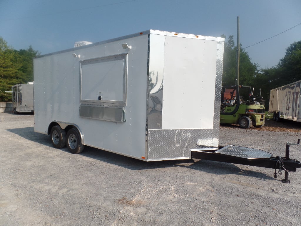 8.5' x 16' White Concession Food Trailer With Appliances