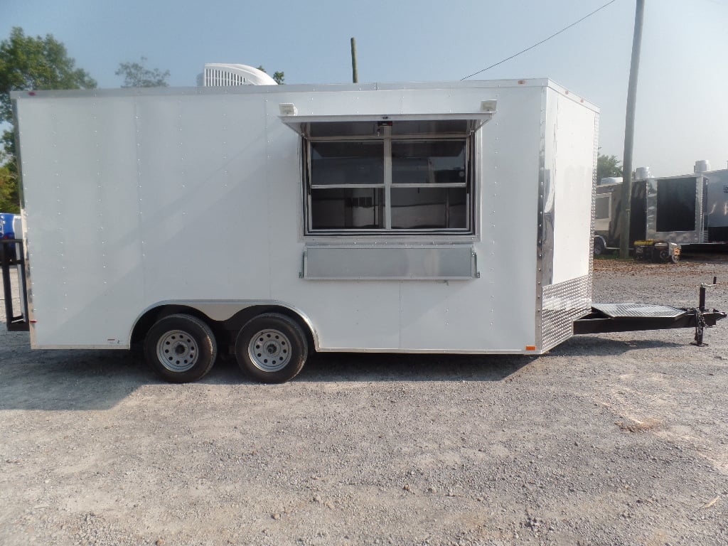 8.5' x 16' White Concession Food Trailer With Appliances