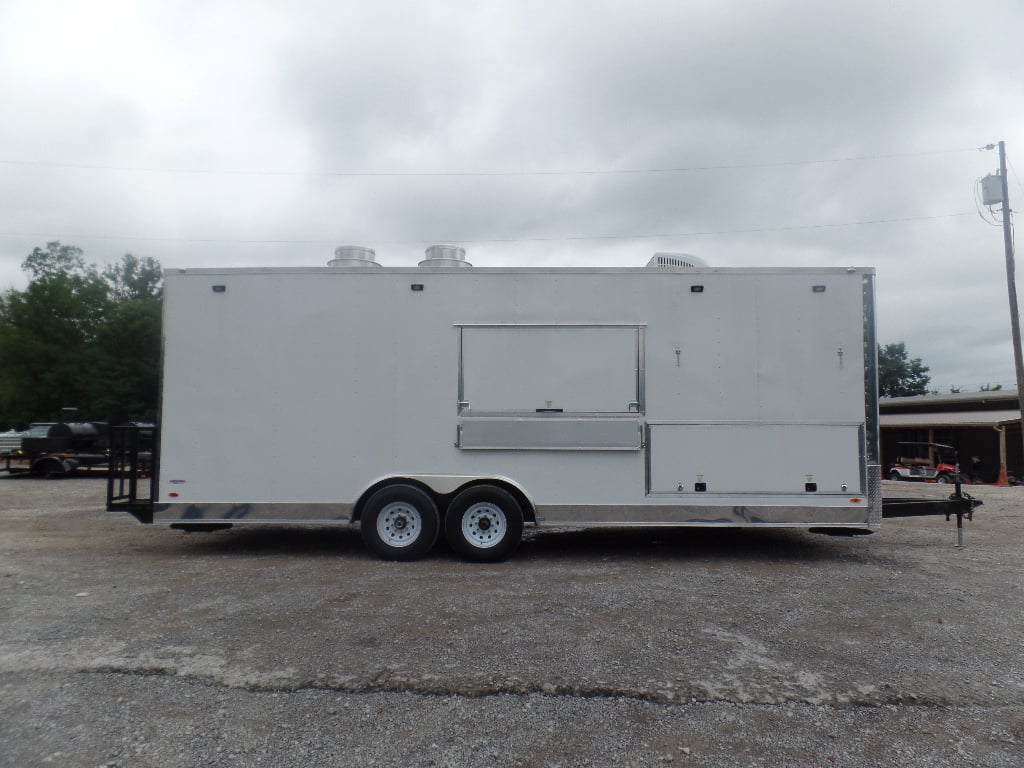 White Flat Front 8.5x24 Food Catering Concession Trailer 1