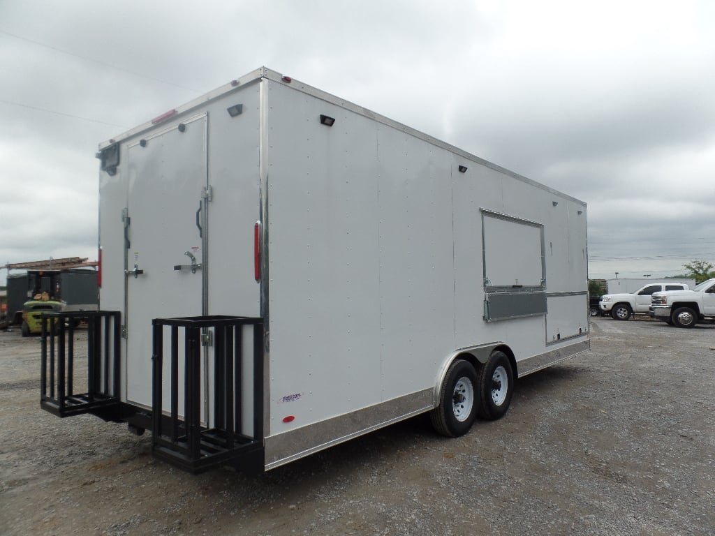 White Flat Front 8.5x24 Food Catering Concession Trailer 1