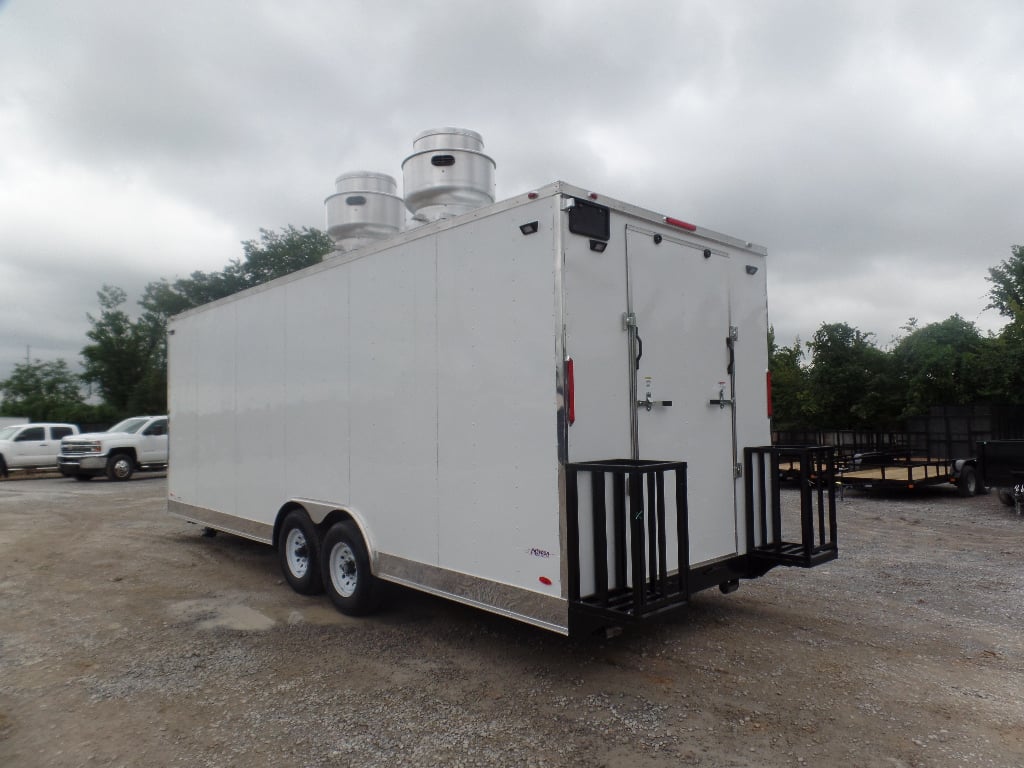 White Flat Front 8.5x24 Food Catering Concession Trailer 1