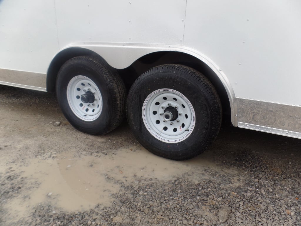 White Flat Front 8.5x24 Food Catering Concession Trailer 1