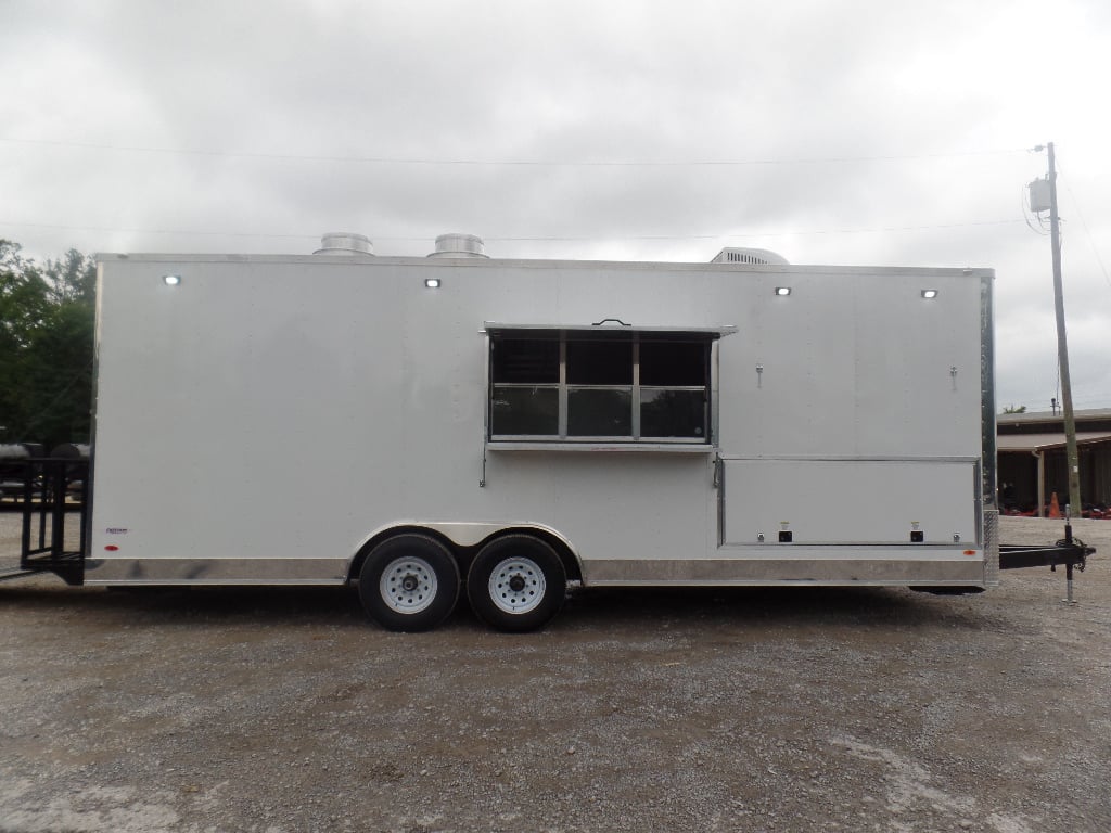 White Flat Front 8.5x24 Food Catering Concession Trailer 1