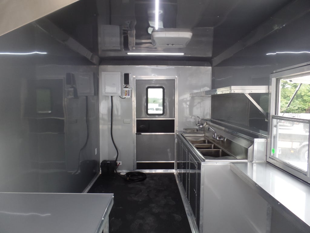 White Flat Front 8.5x24 Food Catering Concession Trailer 1