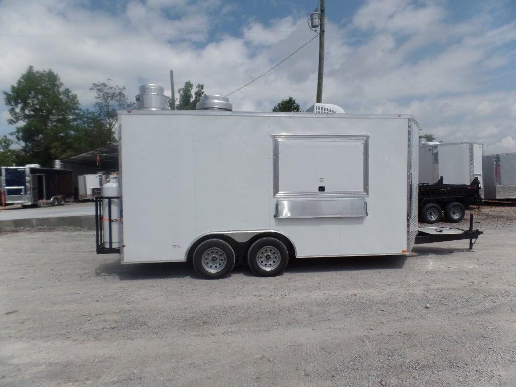 8.5' x 16' White Concession Food Trailer With Appliances