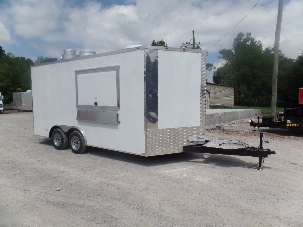 8.5' x 16' White Concession Food Trailer With Appliances