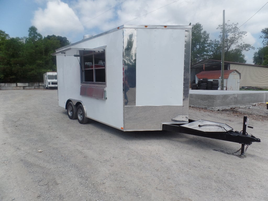 8.5' x 16' White Concession Food Trailer With Appliances