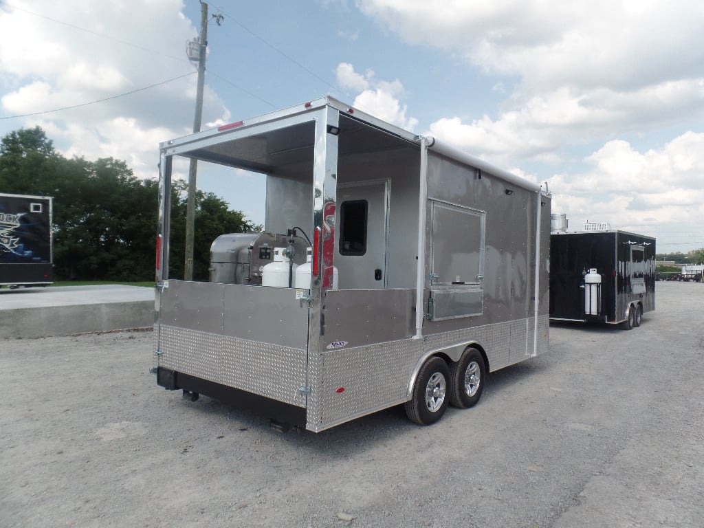 8.5' x 18' Arizona Beige Porch Style Concession Food Trailer With Appliances