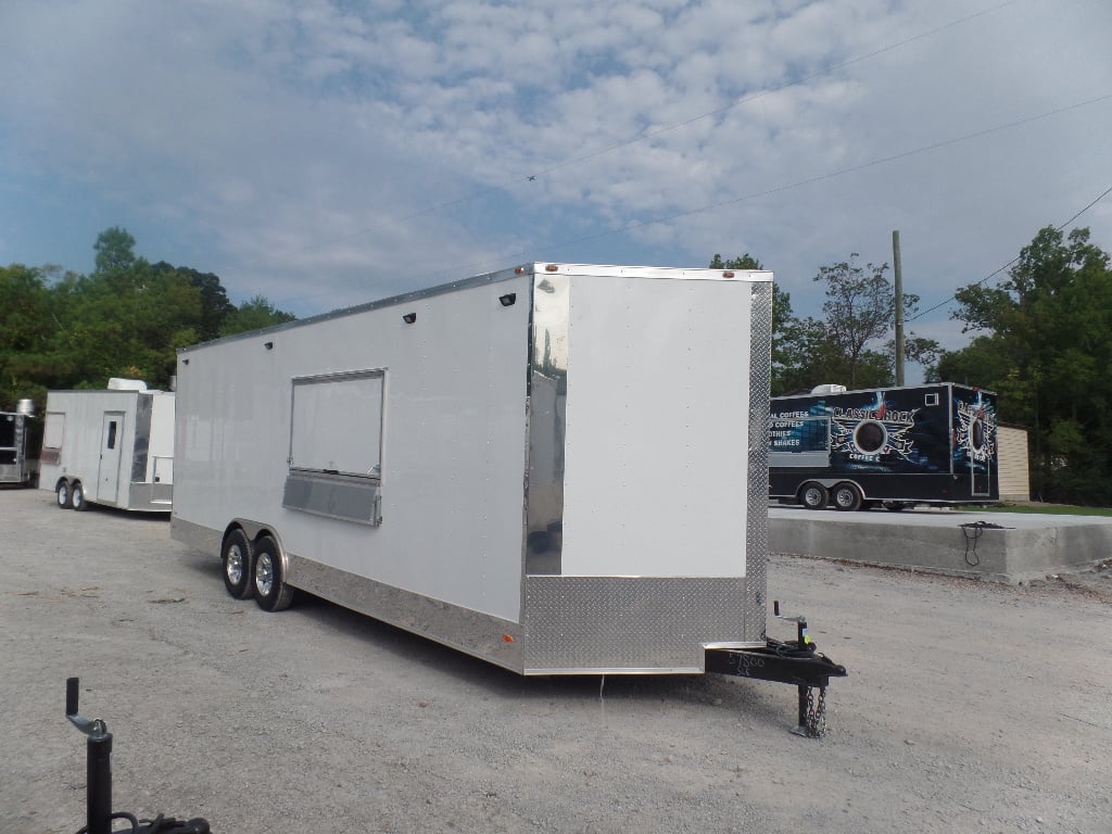 8.5' x 25' White Catering Concession Food Trailer