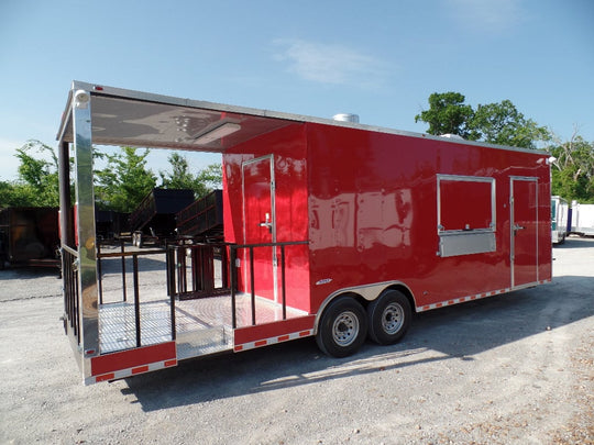 8.5' x 28' Concession Food Trailer Red BBQ Event Catering