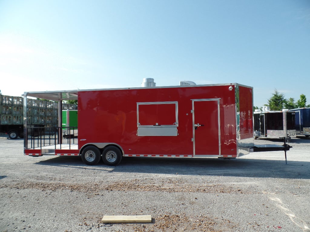 8.5' x 28' Concession Food Trailer Red BBQ Event Catering