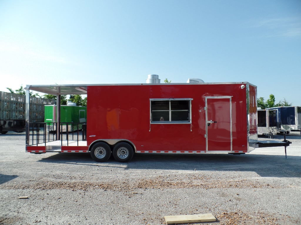 8.5' x 28' Concession Food Trailer Red BBQ Event Catering