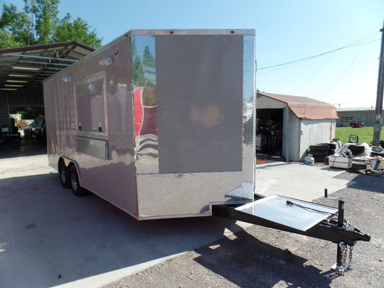 8.5' x 18' Concession Trailer Dove Grey Food Event Catering