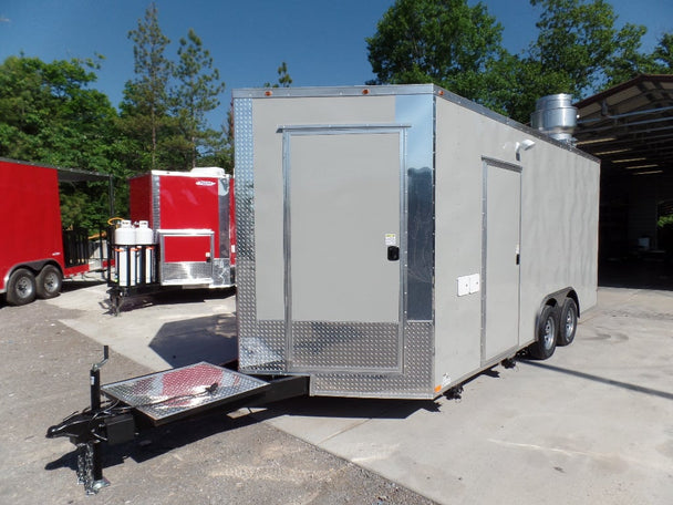 8.5' x 18' Concession Trailer Dove Grey Food Event Catering