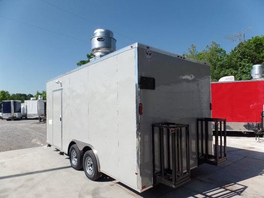 8.5' x 18' Concession Trailer Dove Grey Food Event Catering