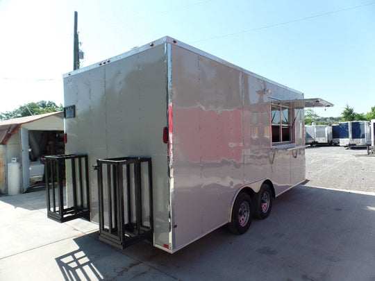 8.5' x 18' Concession Trailer Dove Grey Food Event Catering