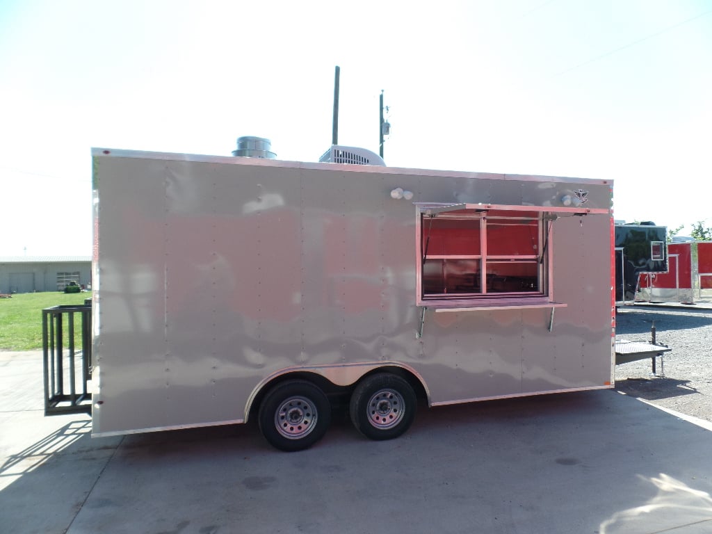 8.5' x 18' Concession Trailer Dove Grey Food Event Catering