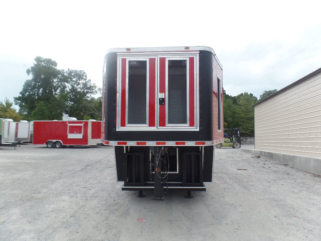 8.5' x 45' Red Gooseneck Concession Food Trailer