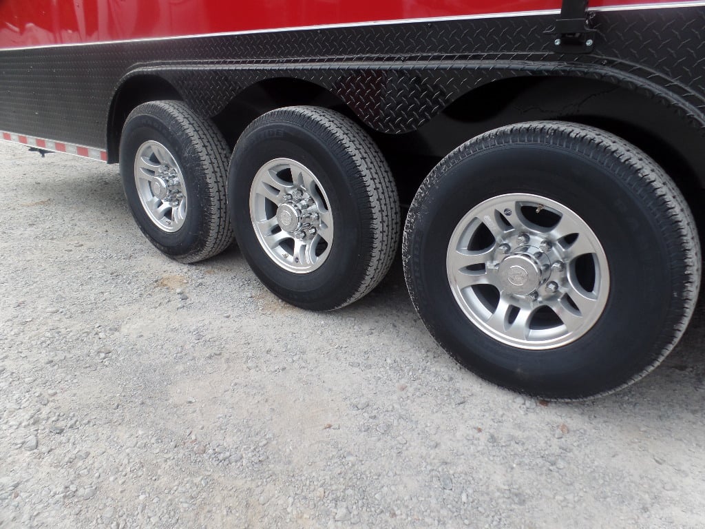 8.5' x 45' Red Gooseneck Concession Food Trailer