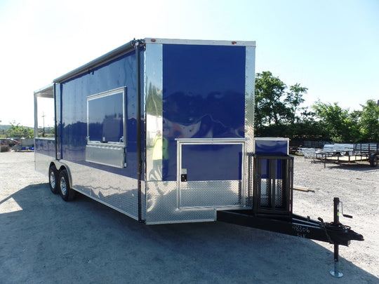 8.5' x 22' Blue BBQ Concession Food Trailer