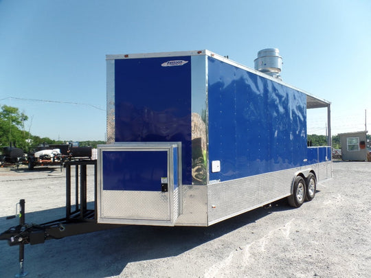 8.5' x 22' Blue BBQ Concession Food Trailer