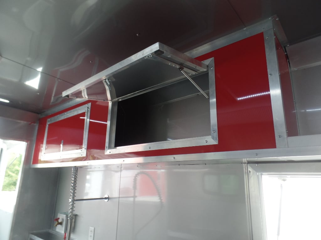 8.5' x 45' Red Gooseneck Concession Food Trailer