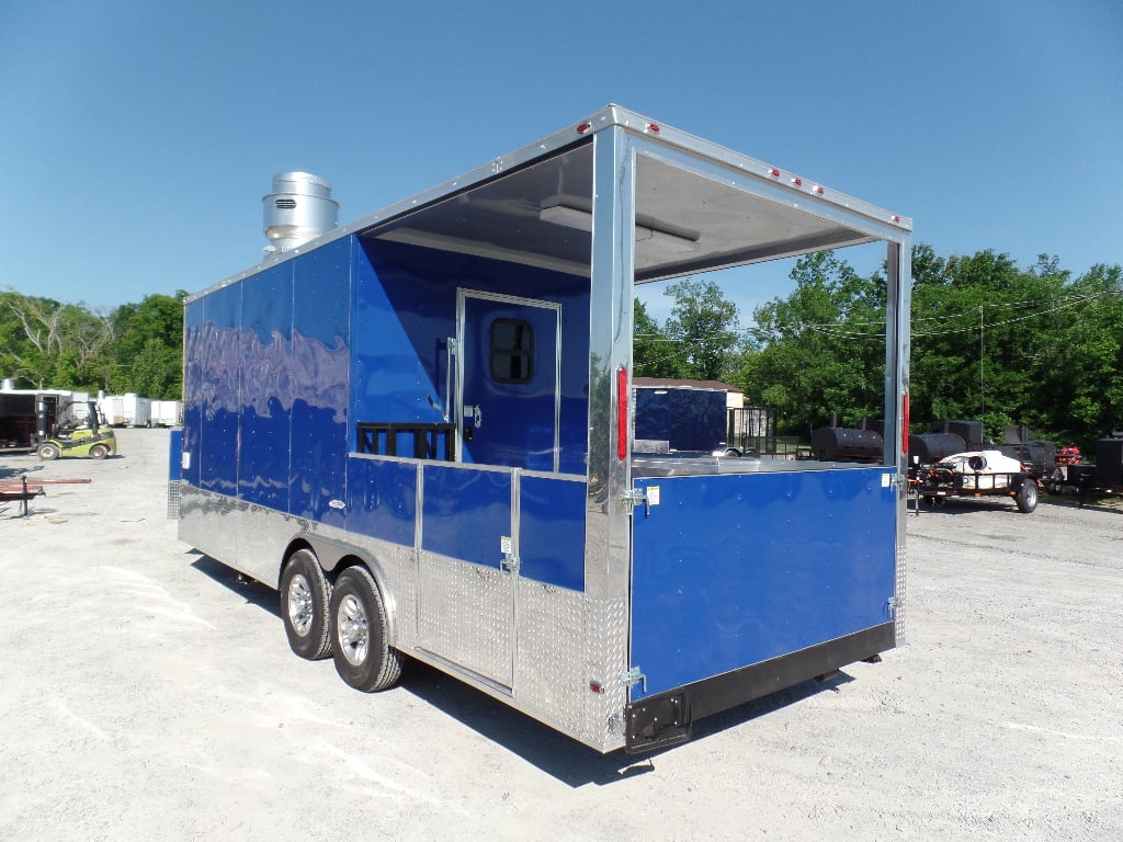 8.5' x 22' Blue BBQ Concession Food Trailer