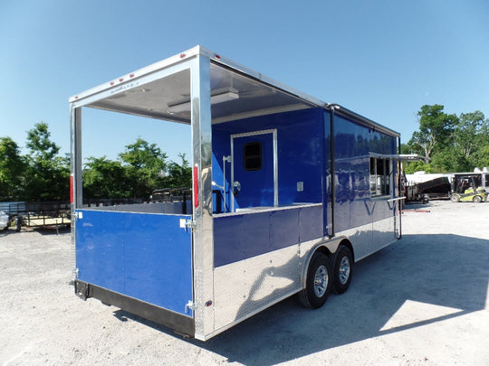 8.5' x 22' Blue BBQ Concession Food Trailer