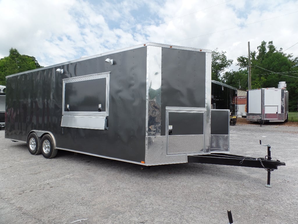 8.5' x 24' Food Concession Trailer Charcoal Gray With Appliances