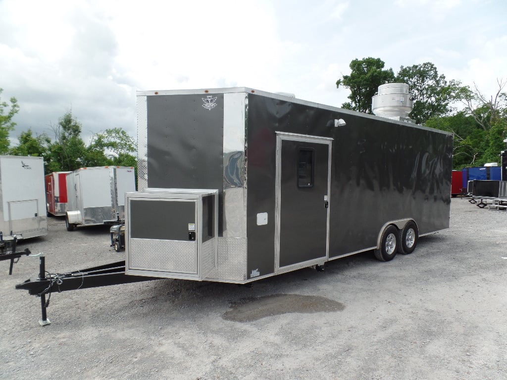 8.5' x 24' Food Concession Trailer Charcoal Gray With Appliances