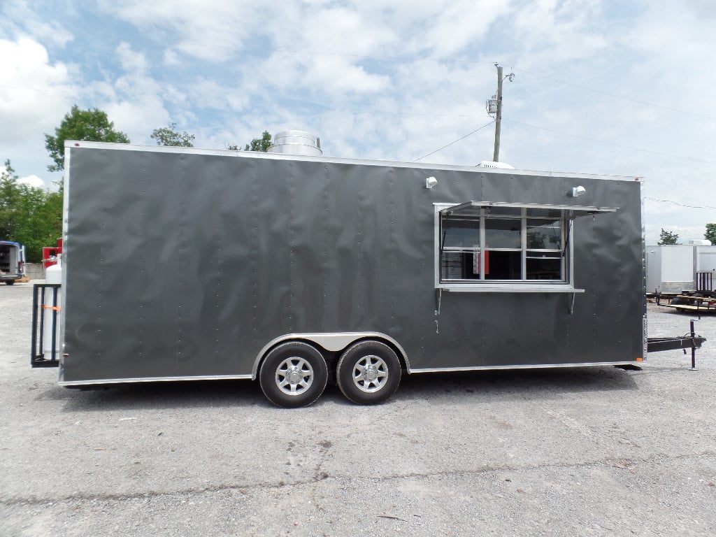 8.5' x 24' Food Concession Trailer Charcoal Gray With Appliances