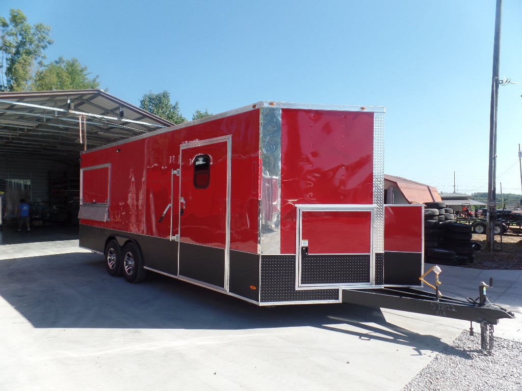 8.5' x 22' Red Concessions Food Trailer With Appliances