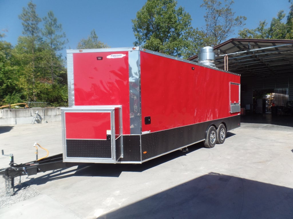 8.5' x 22' Red Concessions Food Trailer With Appliances