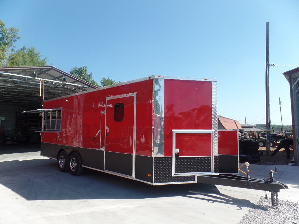 8.5' x 22' Red Concessions Food Trailer With Appliances