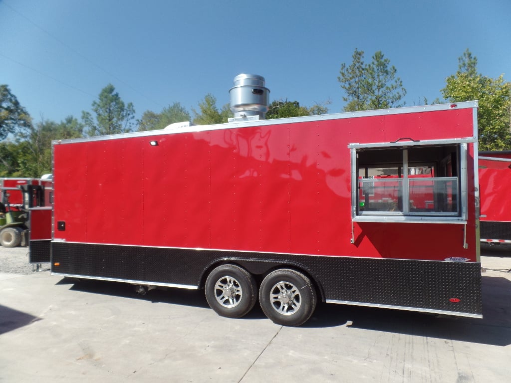 8.5' x 22' Red Concessions Food Trailer With Appliances