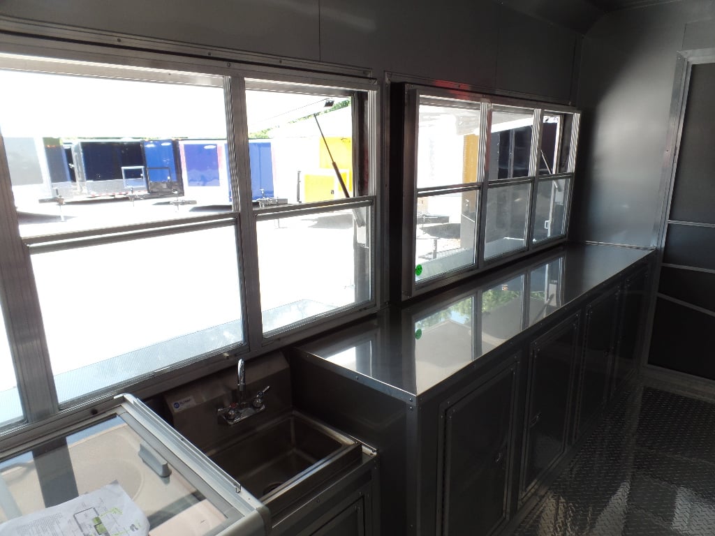 8.5' x 32' Concession Food Trailer Black With Appliances