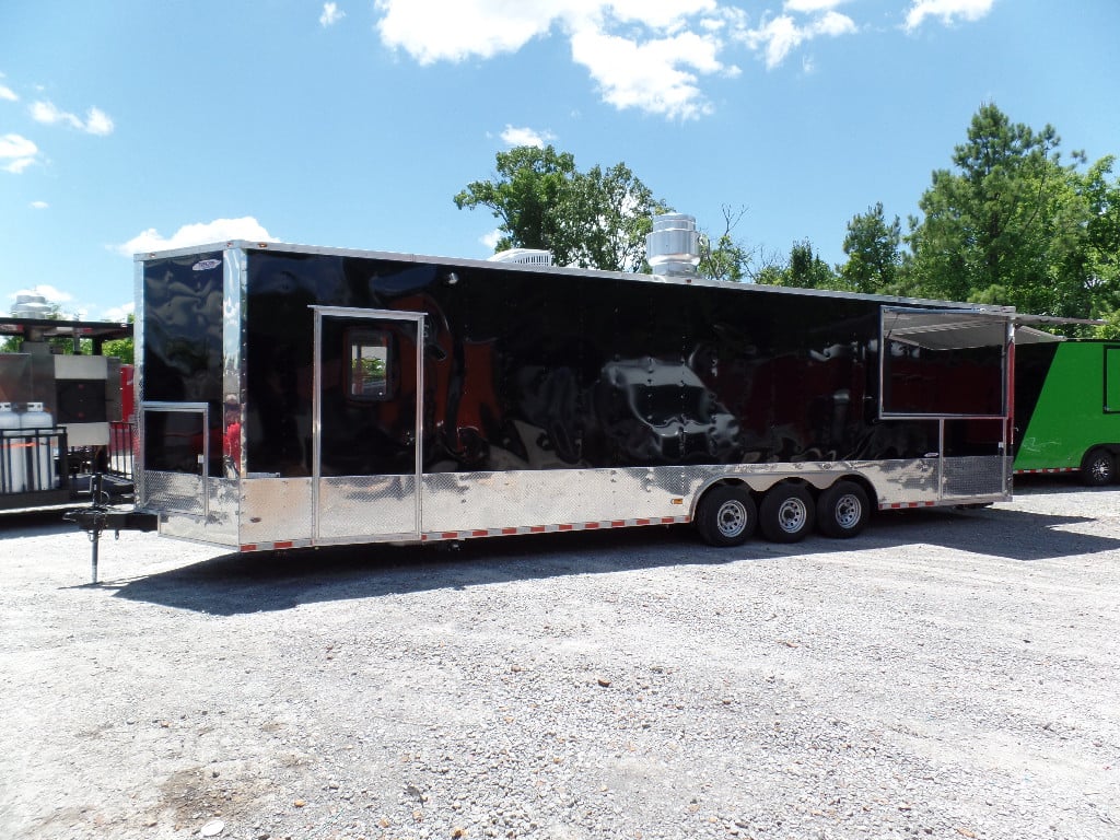 8.5' x 32' Concession Food Trailer Black With Appliances