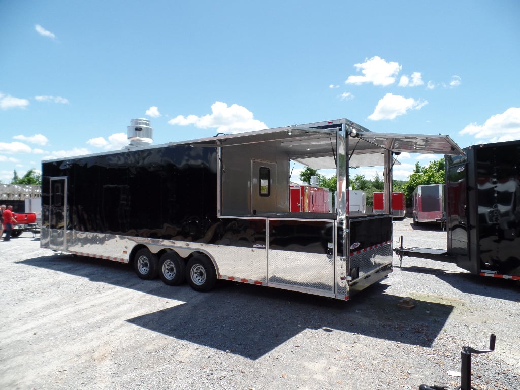 8.5' x 32' Concession Food Trailer Black With Appliances