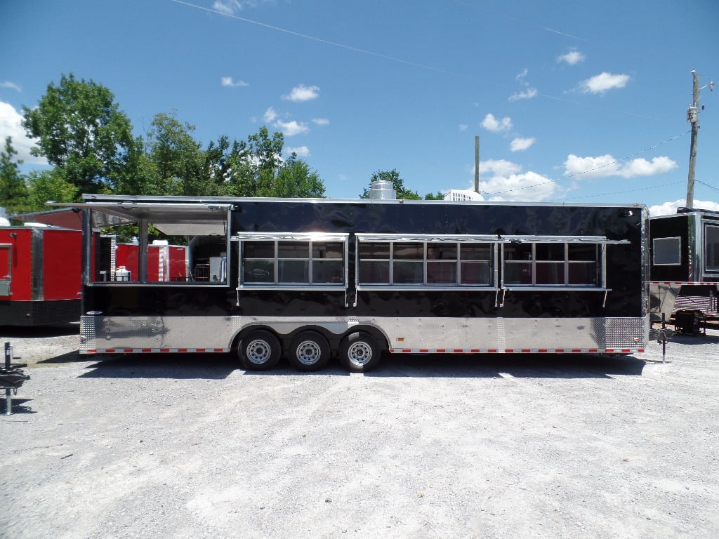 8.5' x 32' Concession Food Trailer Black With Appliances